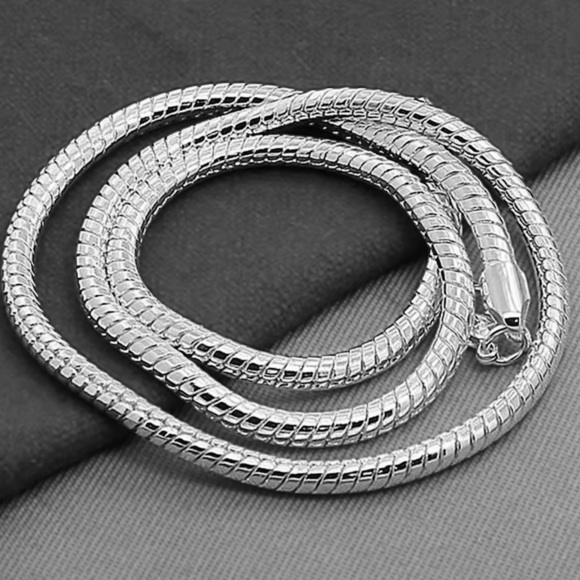 925 sterling silver plarted 5MM thick snake chain necklace 20” and bracelet 7” - Picture 3 of 4